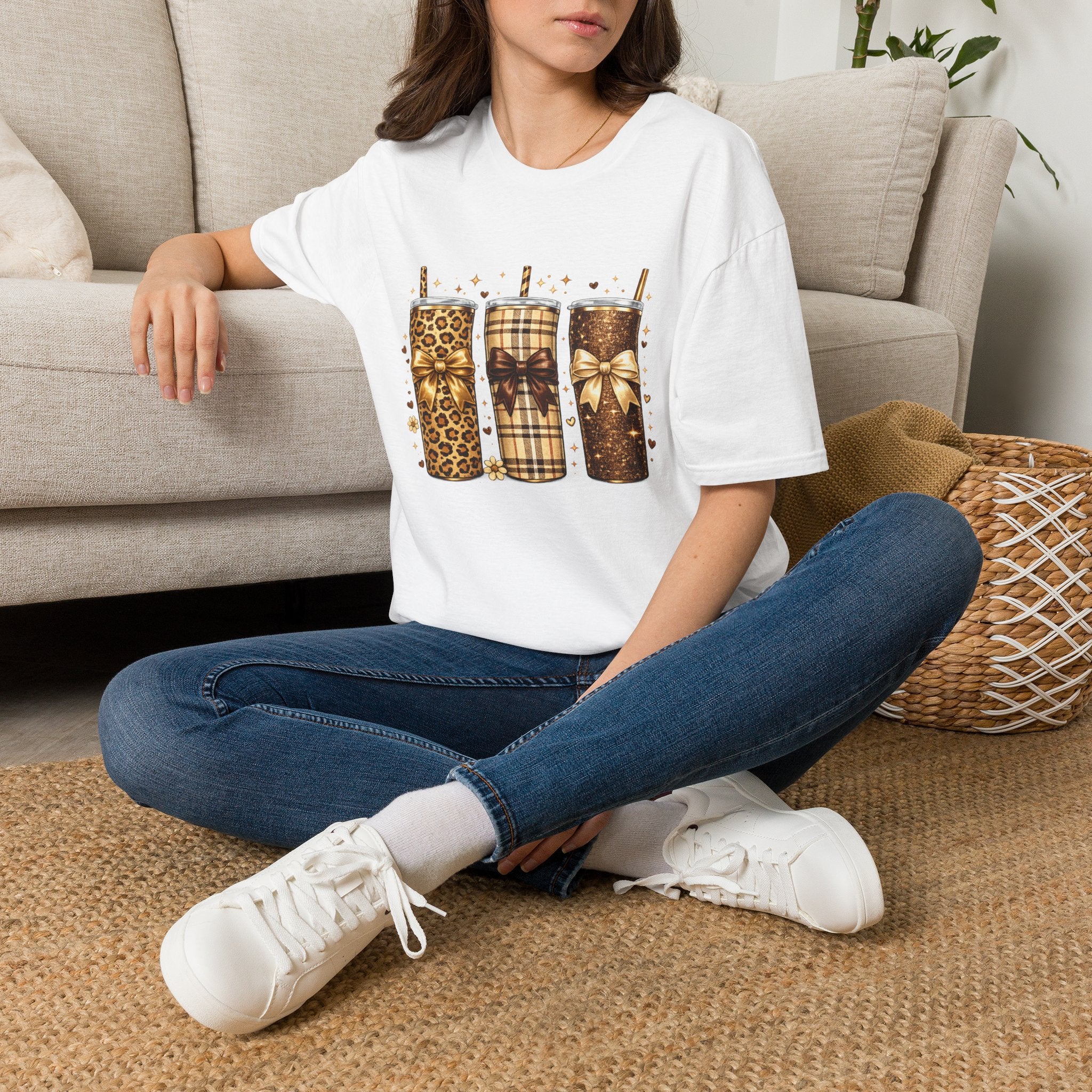 Leopard Plaid Tumbler Trio Tee — Cozy Chic Graphic T-Shirt