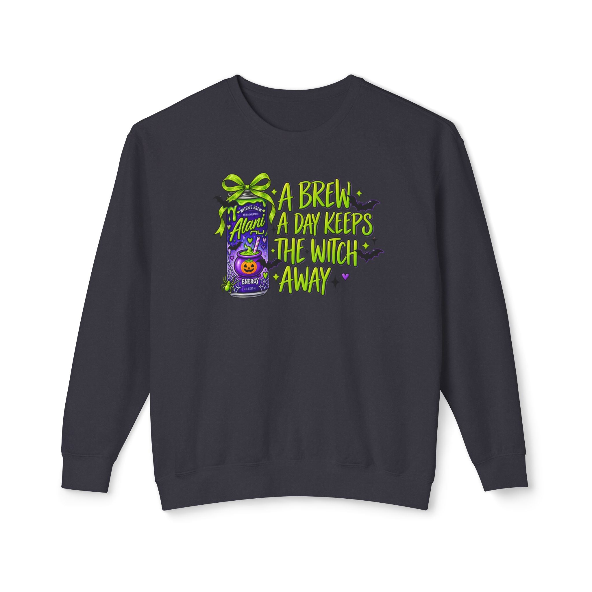 Witchy Brew Crewneck Sweatshirt - "A Brew A Day Keeps The Witch Away" Halloween Pullover