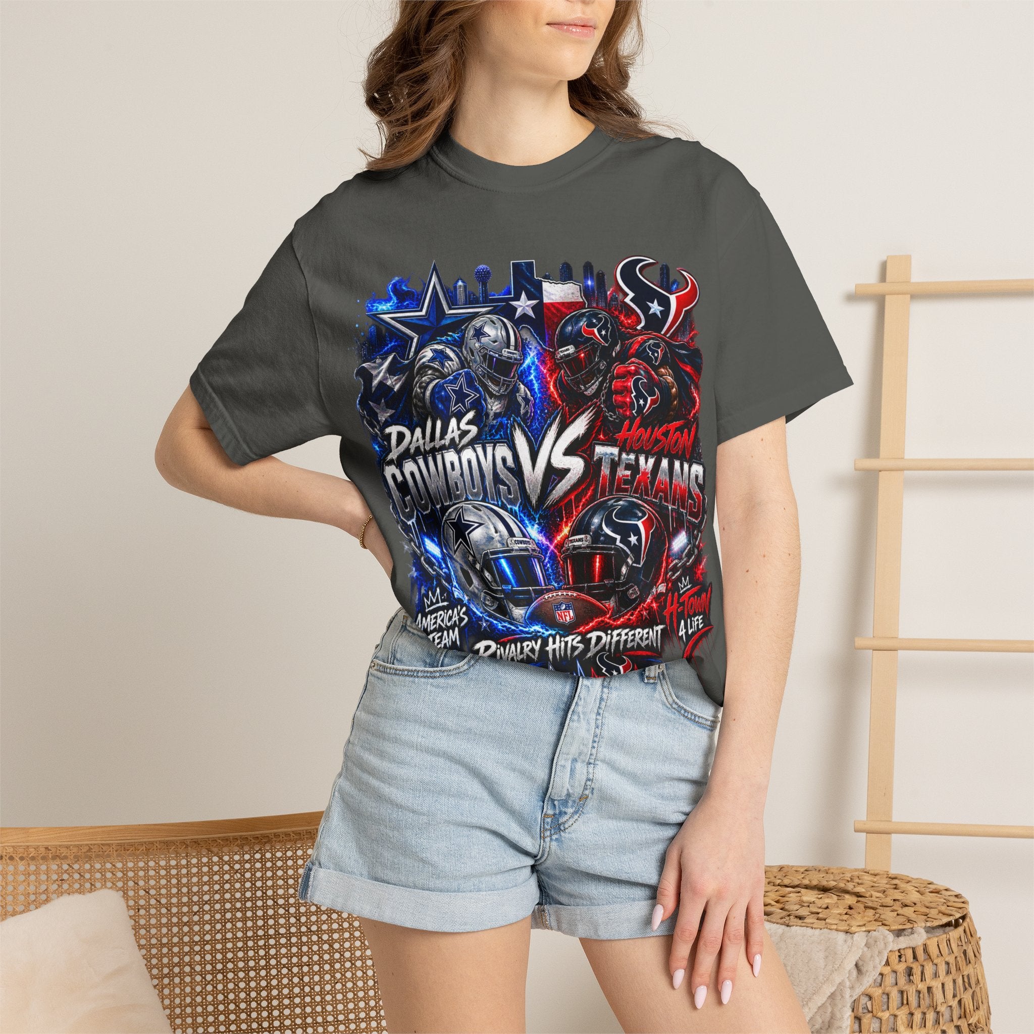 Cowboys vs Texans Football T-Shirt — Game Day Rivalry Tee