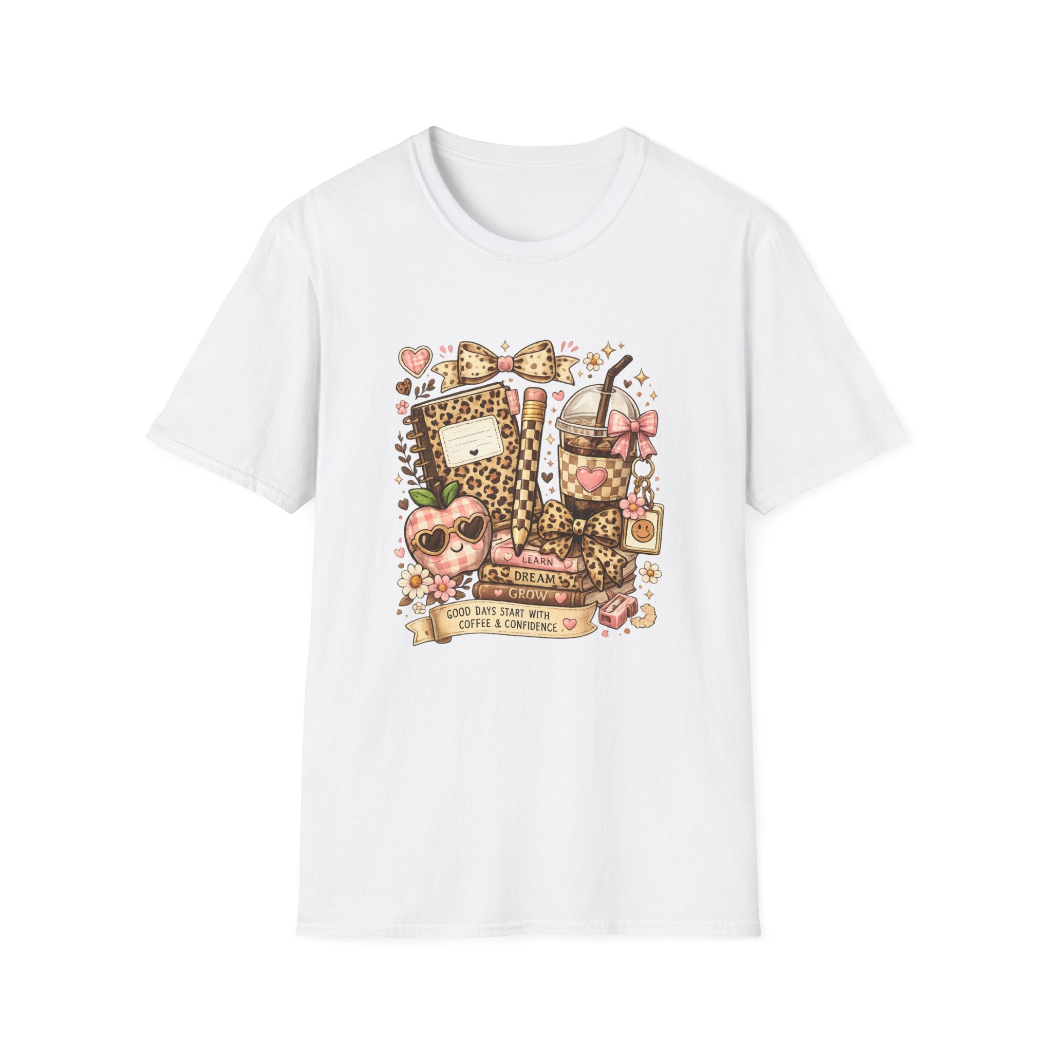 Leopard Print Coffee & Journal T-Shirt — Cute Cozy Planner Lover Tee