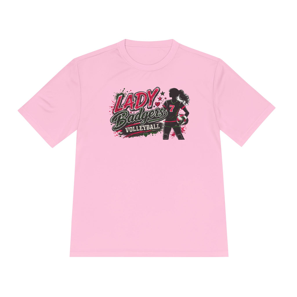 Lady Badgers Volleyball Tee — Girls Volleyball Moisture-Wicking Shirt