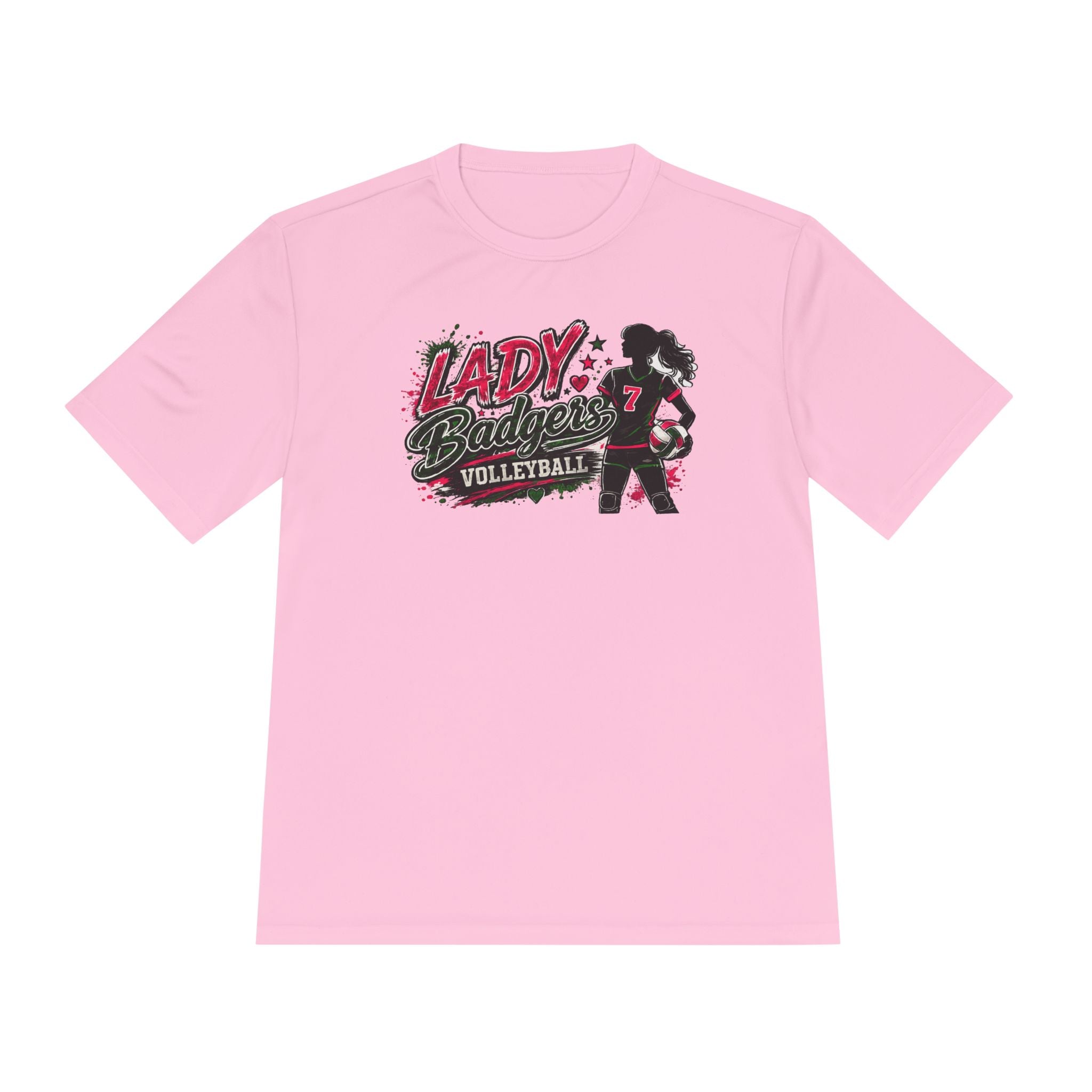 Lady Badgers Volleyball Tee — Girls Volleyball Moisture-Wicking Shirt
