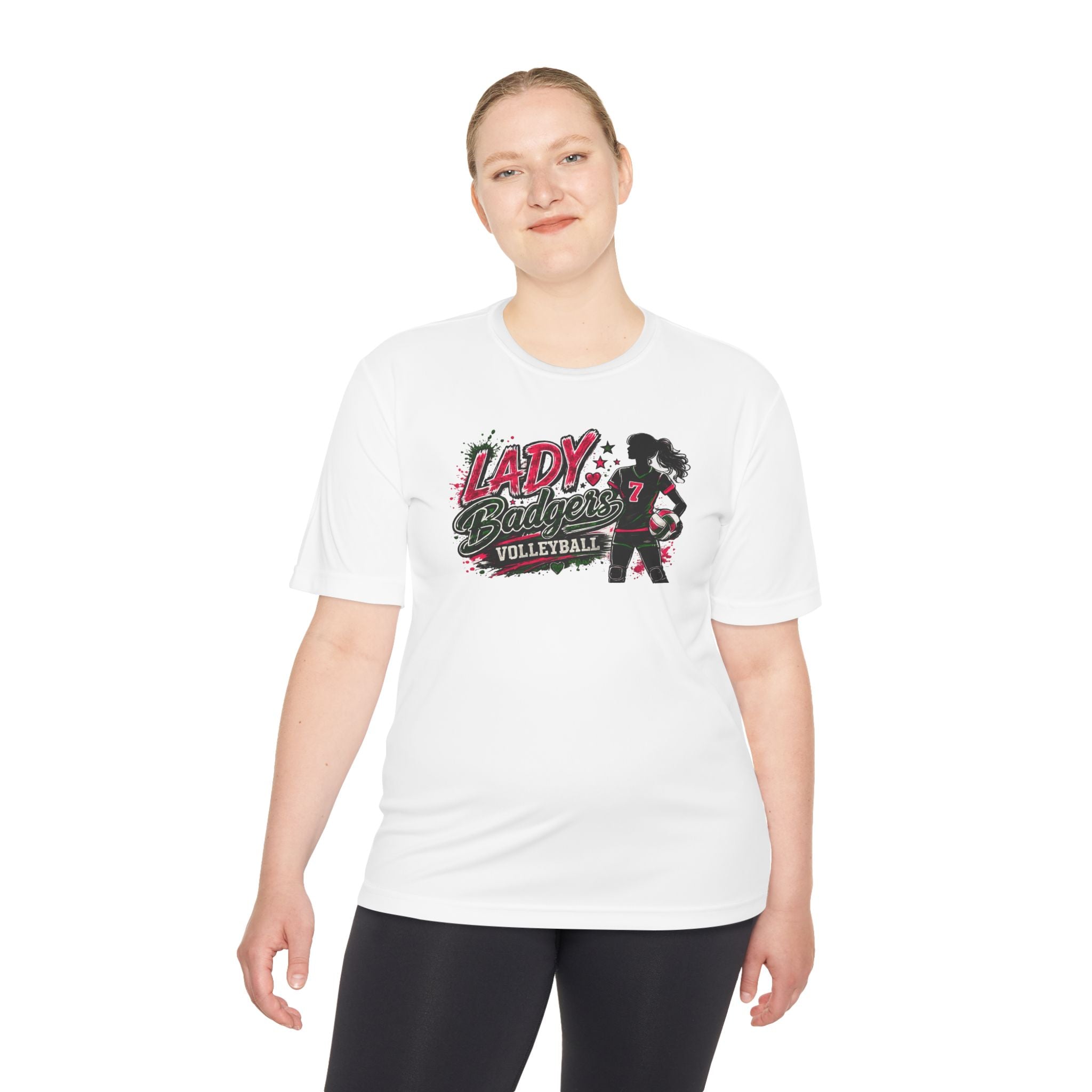 Lady Badgers Volleyball Tee — Girls Volleyball Moisture-Wicking Shirt
