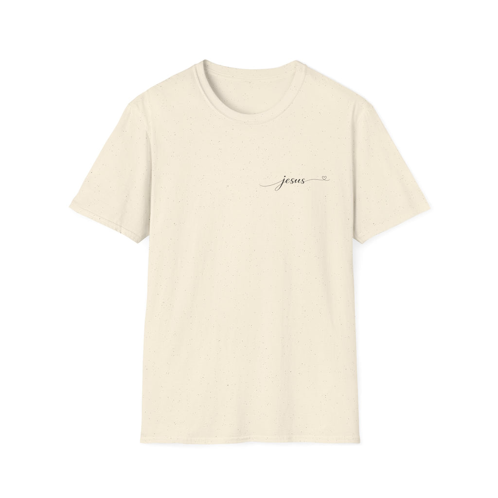 Jesus Minimal Script T-Shirt — Small Chest Faith Tee