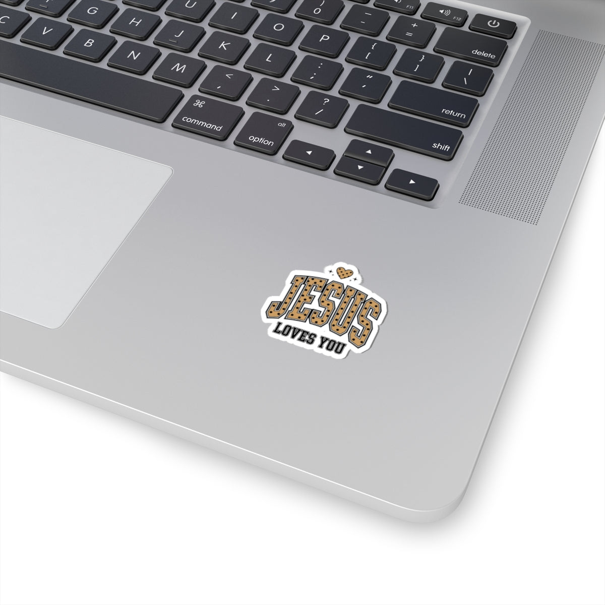 Jesus Loves You Sticker | Polka Dot Retro Varsity Heart Kiss-Cut