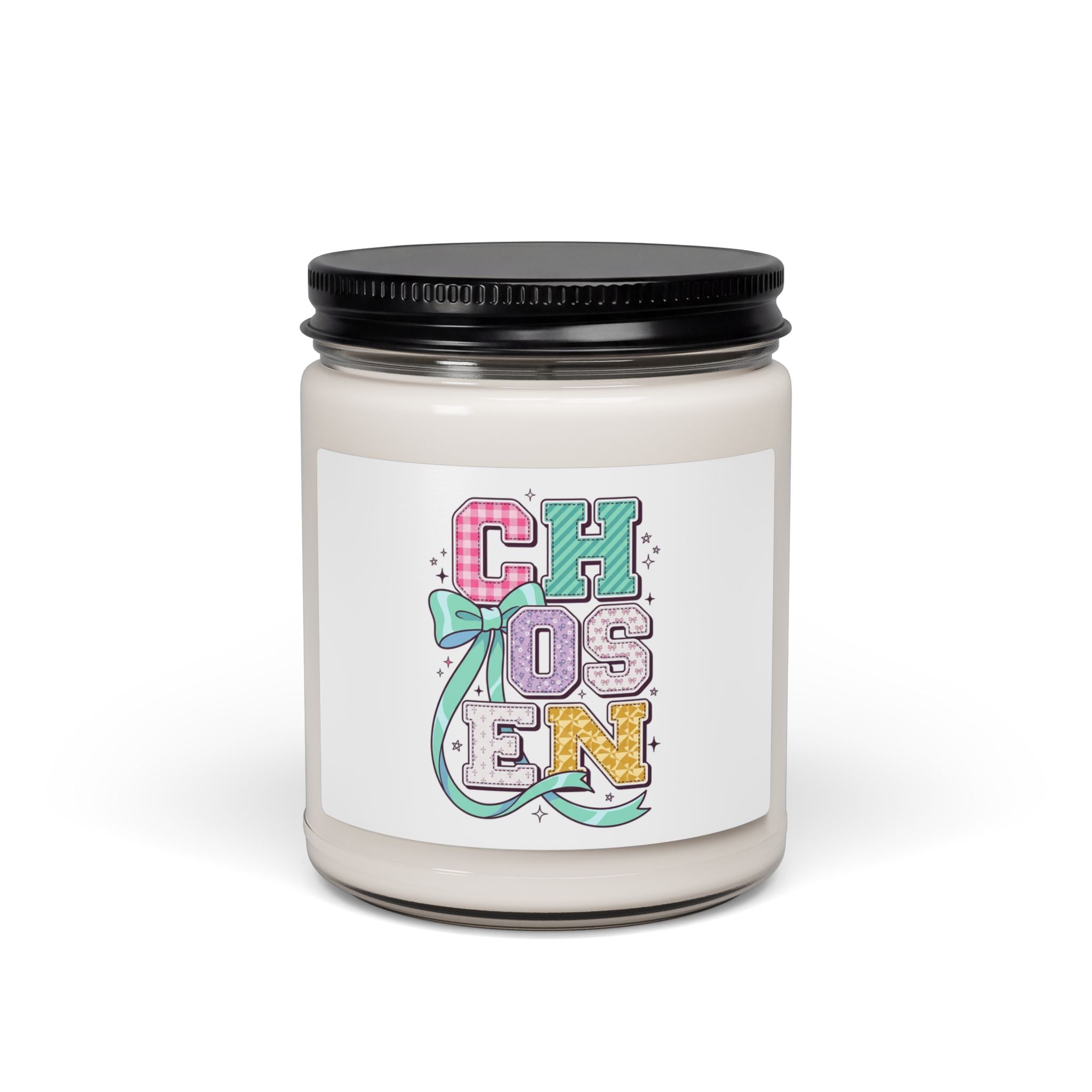 Chosen Soy Candle | Christian Faith Rainbow Mixed-Font Scripture Style