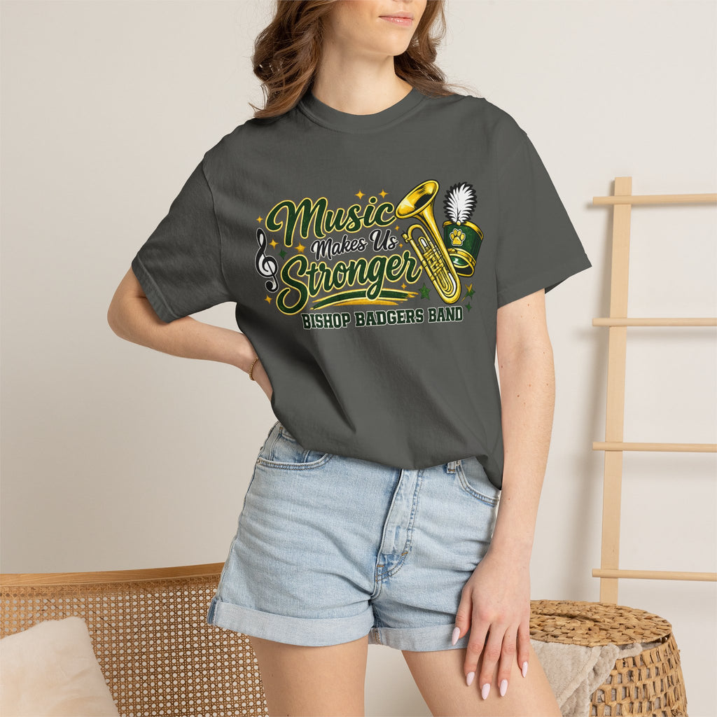 Music Makes Us Stronger T-Shirt — Bishop Badgers Band Graphic Tee