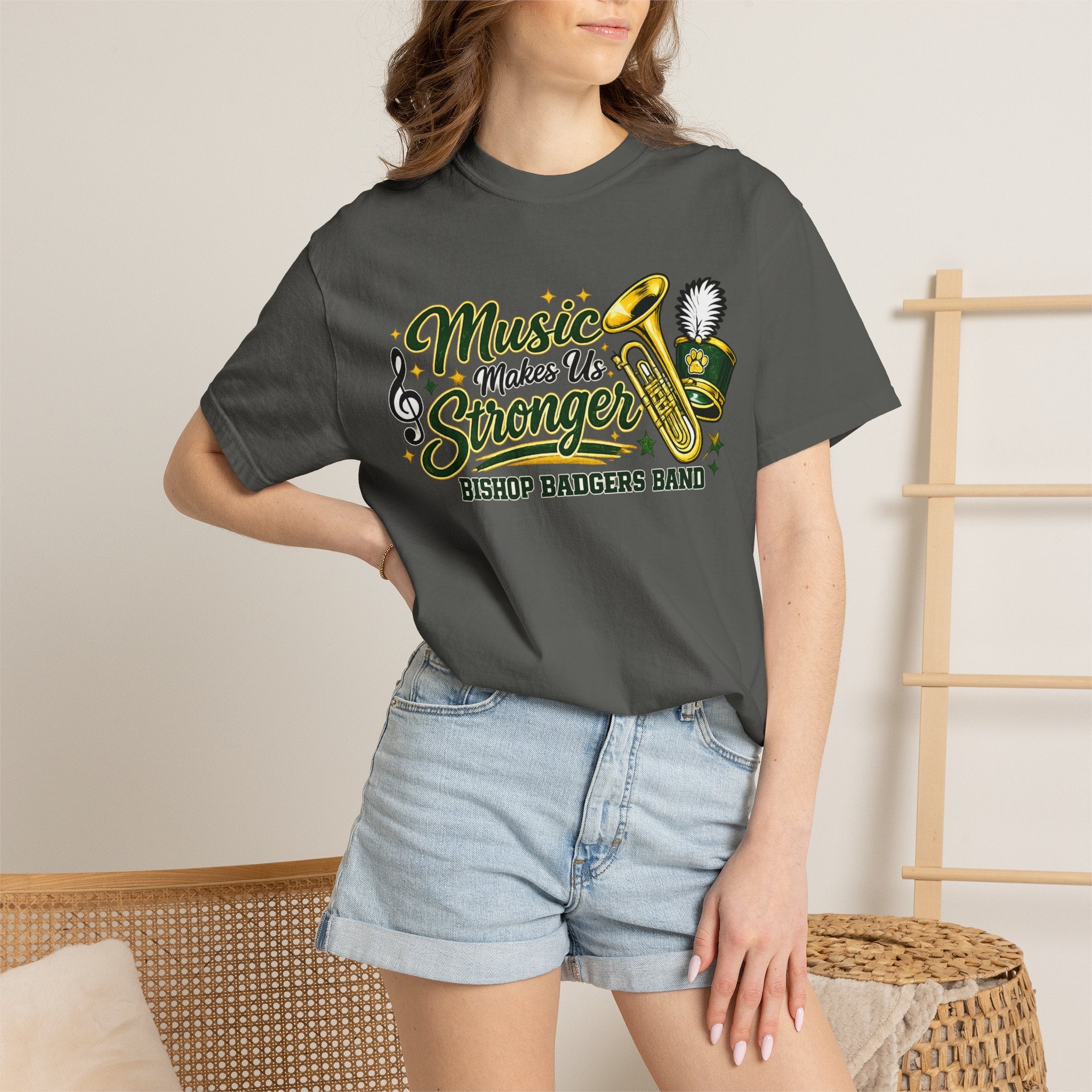 Music Makes Us Stronger T-Shirt — Bishop Badgers Band Graphic Tee