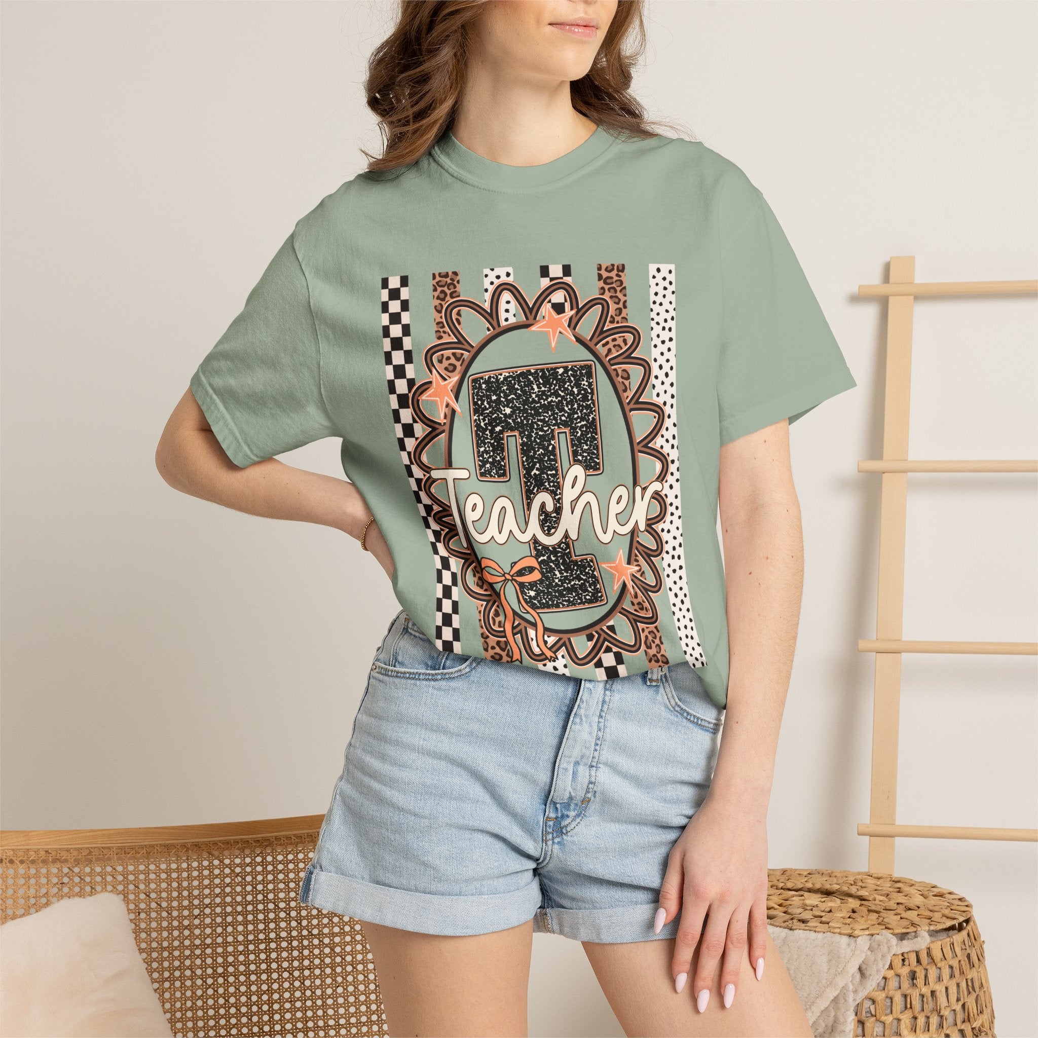 Number 1 Teacher Graphic Tee — Leopard Floral Teacher Appreciation T-Shirt
