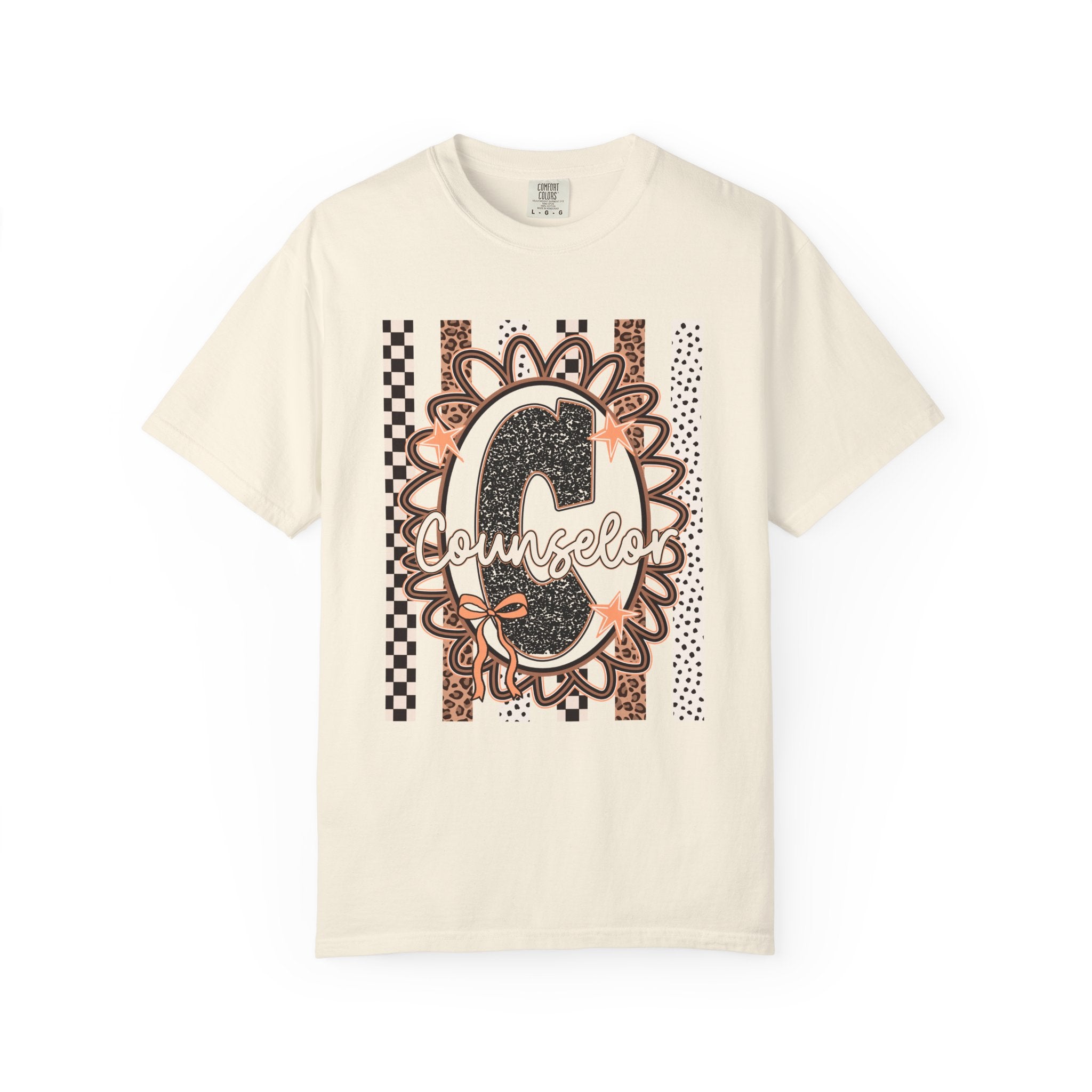 Counselor C Graphic T-Shirt — Leopard Print & Boho Trim