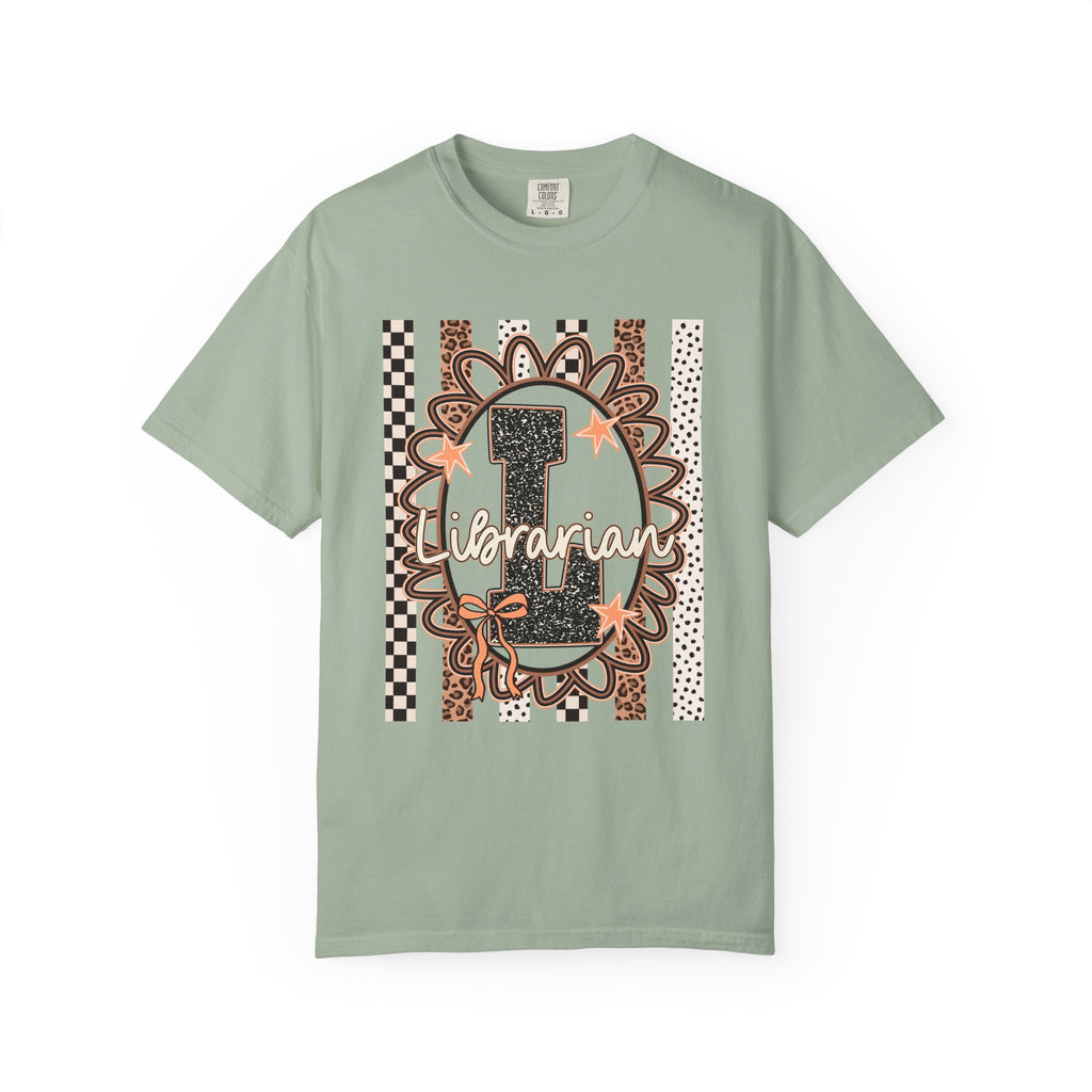 Librarian Initial 'L' Graphic T-Shirt — Leopard & Checker Vintage Vibe