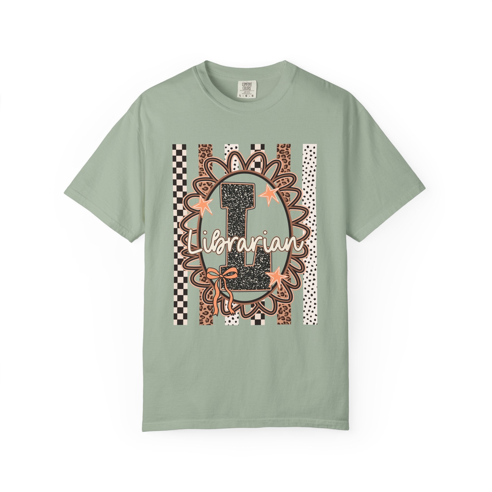 Librarian Initial 'L' Graphic T-Shirt — Leopard & Checker Vintage Vibe