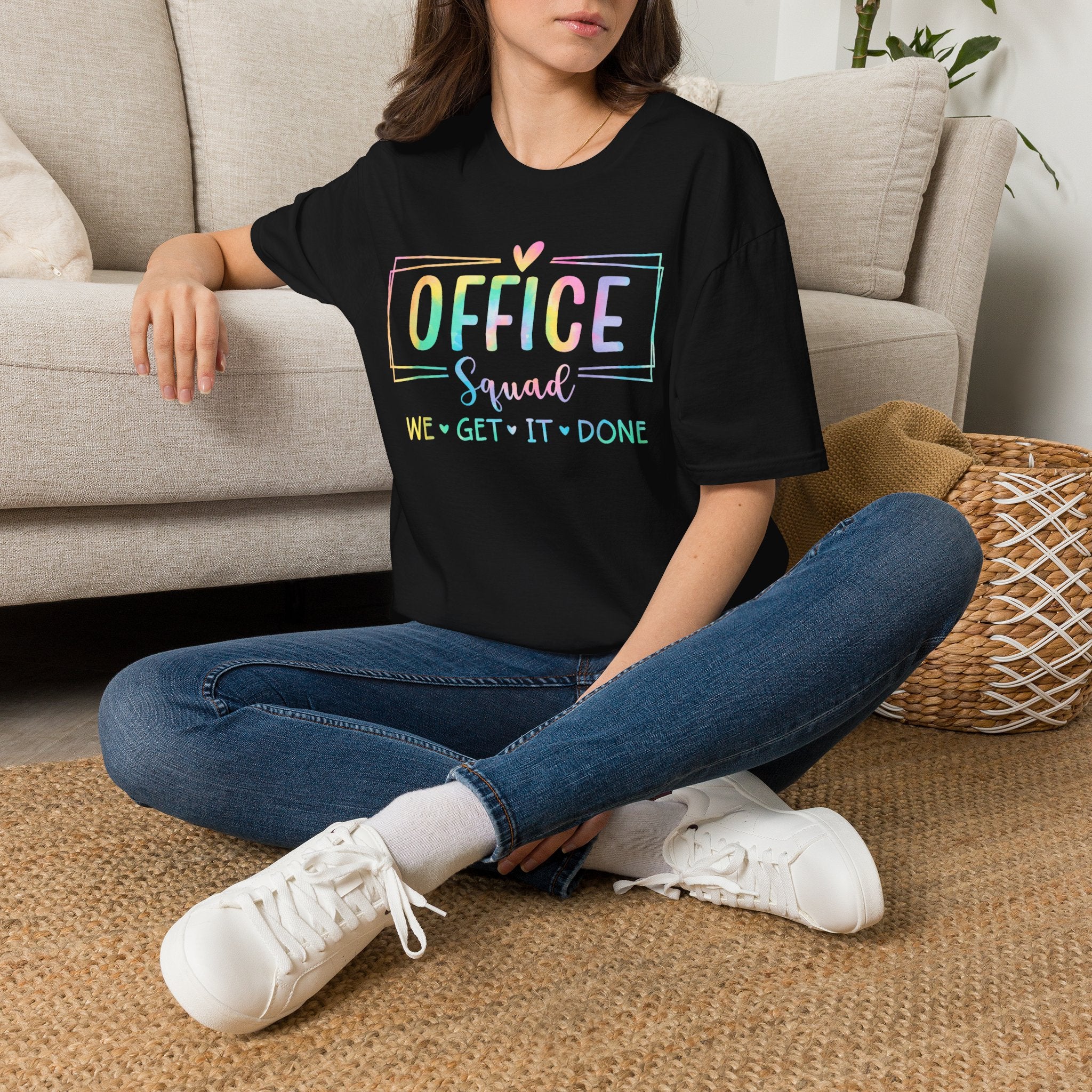 Office Squad Tee — Colorful "We Get It Done" Teamwork T‑Shirt