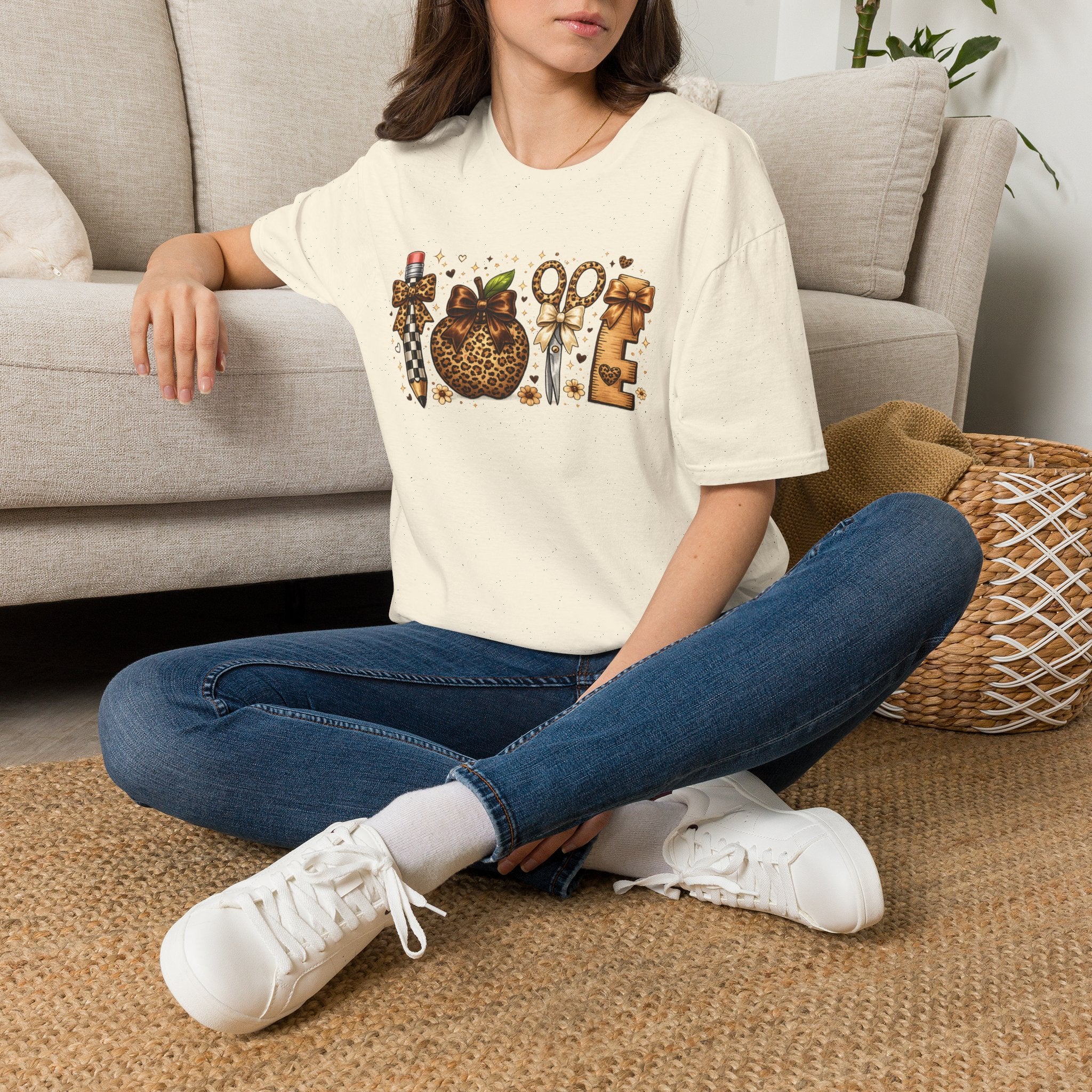 Leopard Sewing Tools T-Shirt — Scissors, Tape Measure & Pin Cushion Sewing Graphic Tee
