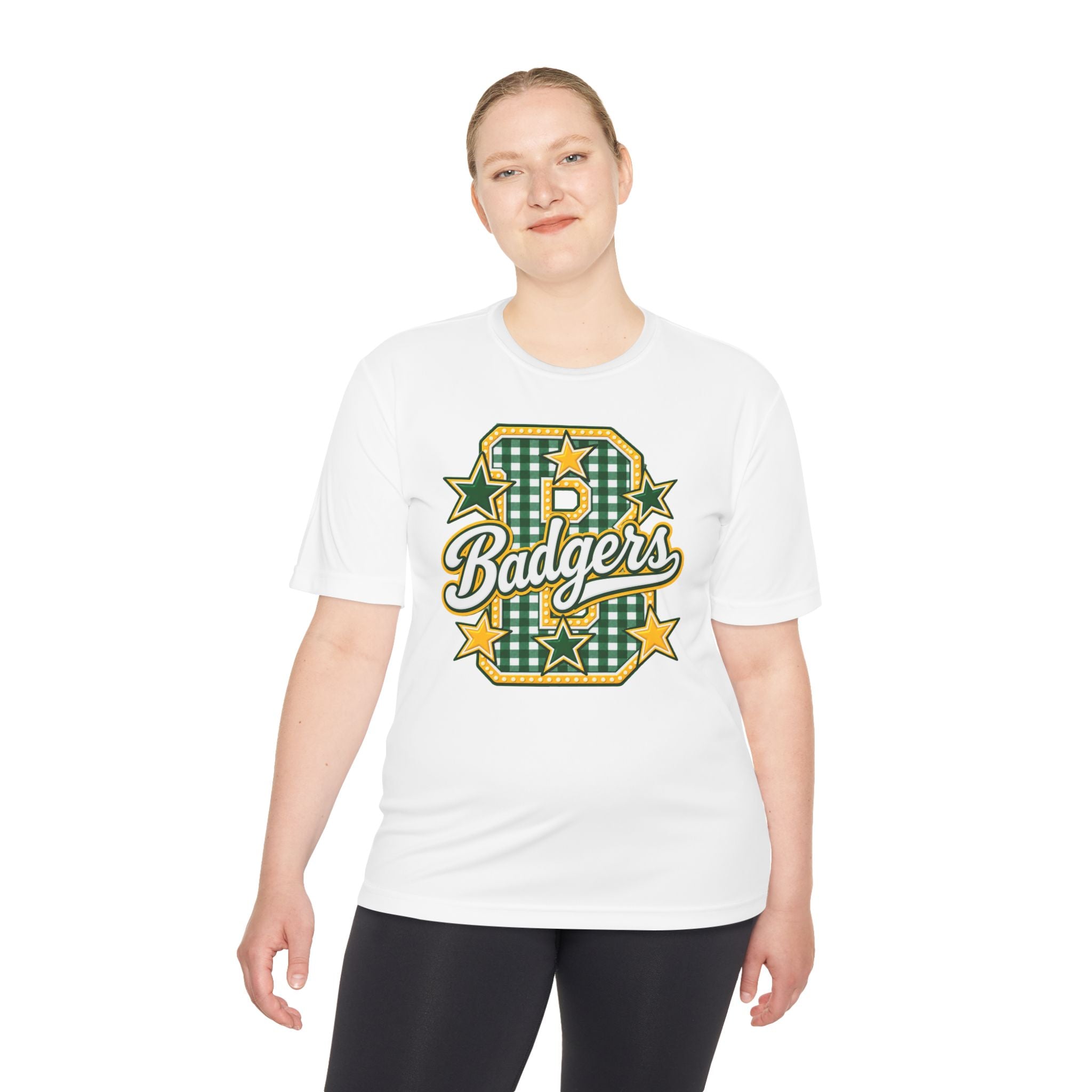 Badgers Plaid Varsity Tee – Retro Green & Gold Sports Shirt