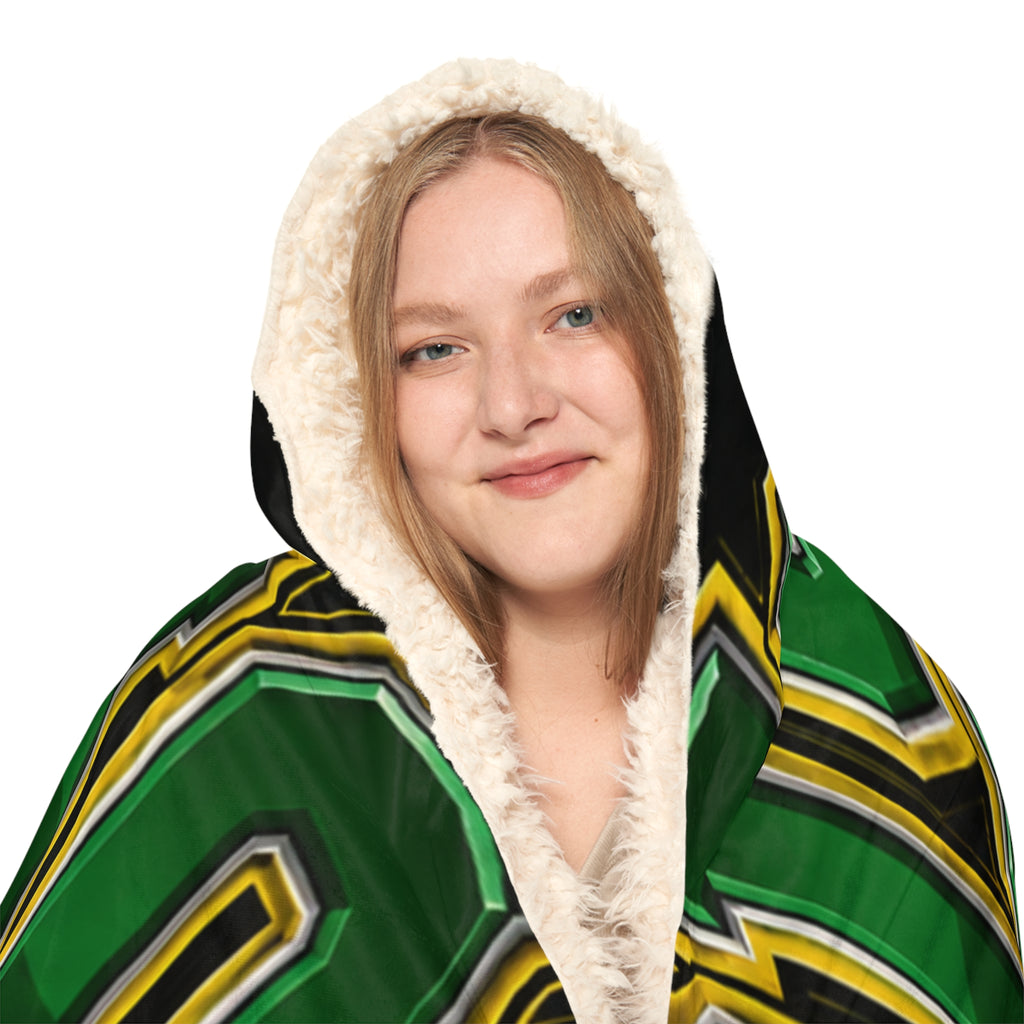Hooded Blanket — Bishop Badgers Snuggle Throw with Logo & Paw Print
