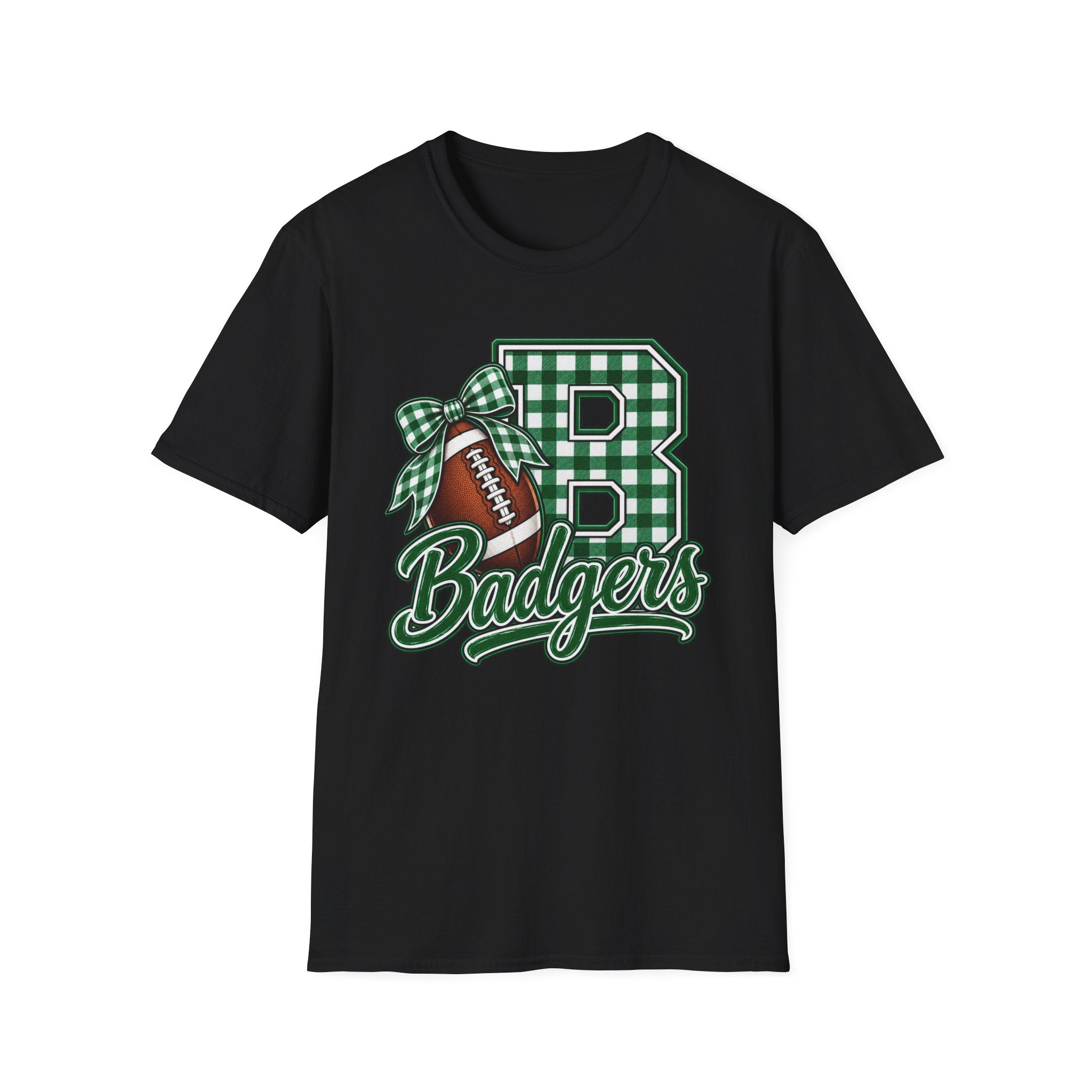 Badgers Football Gingham Initial T-Shirt
