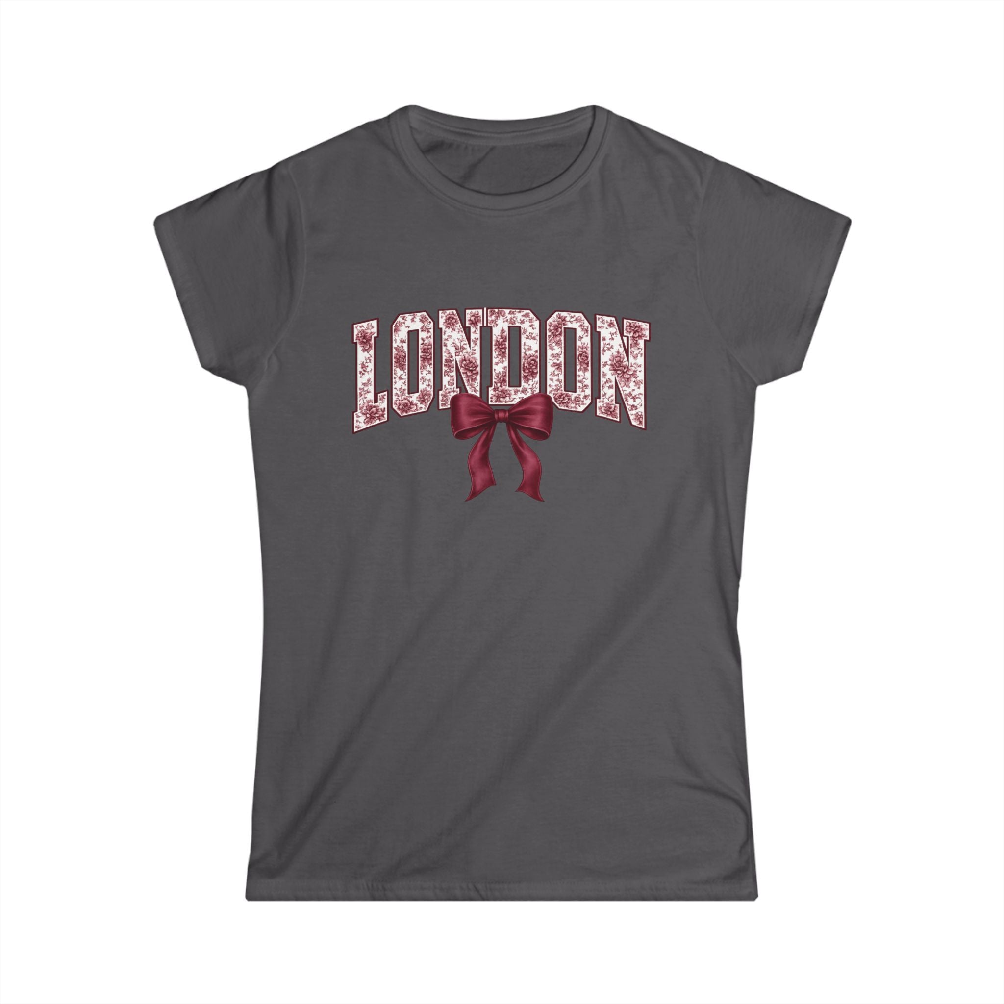 London Floral Bow Women's Tee — Vintage Pink Graphic T-Shirt