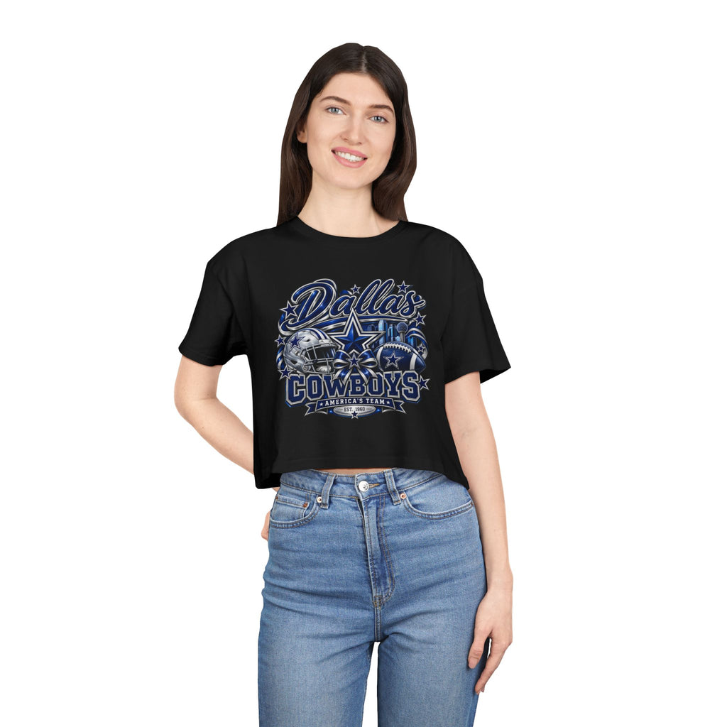 Dallas Cowboys Women's Crop Tee – Retro Team Logo Football Fan Shirt