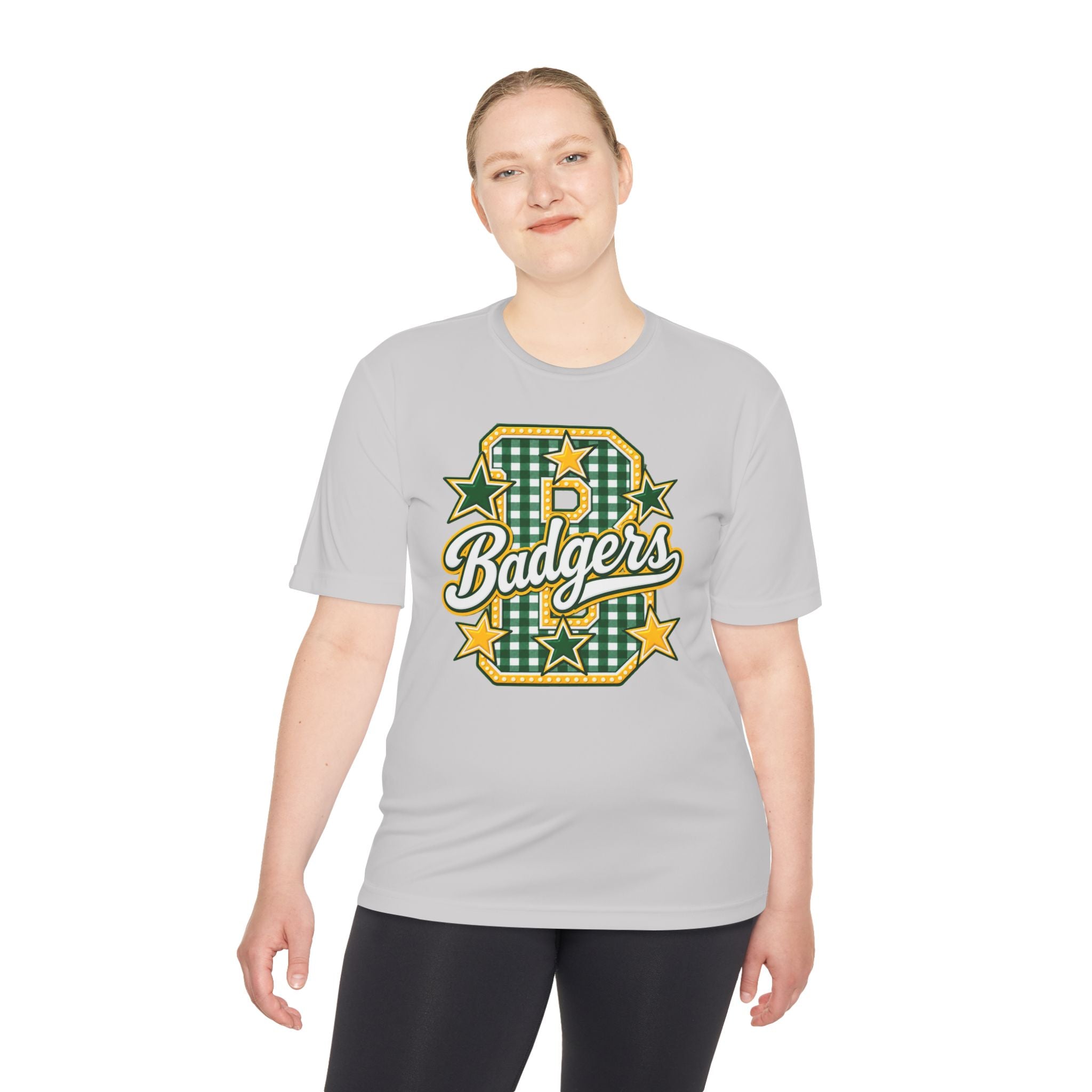 Badgers Plaid Varsity Tee – Retro Green & Gold Sports Shirt