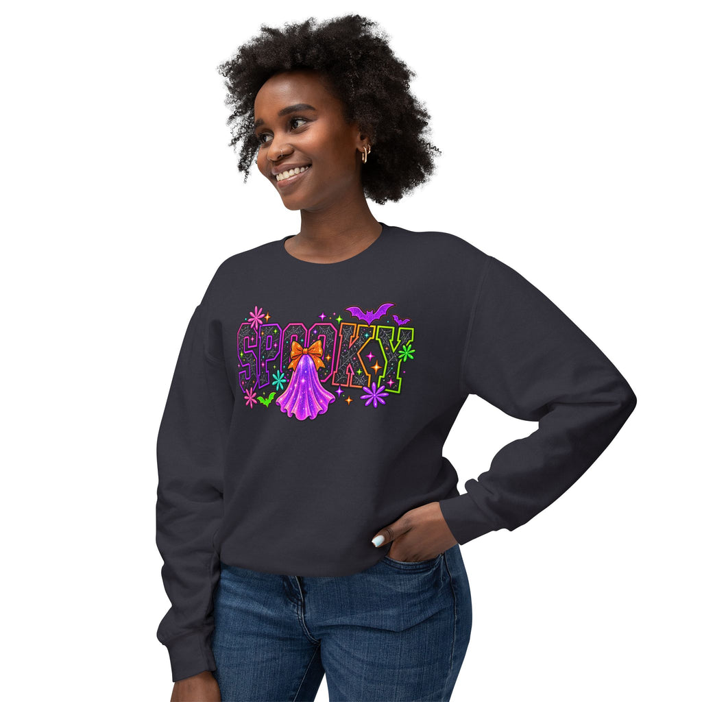Spooky Ghost Crewneck Sweatshirt – Neon Halloween Graphic