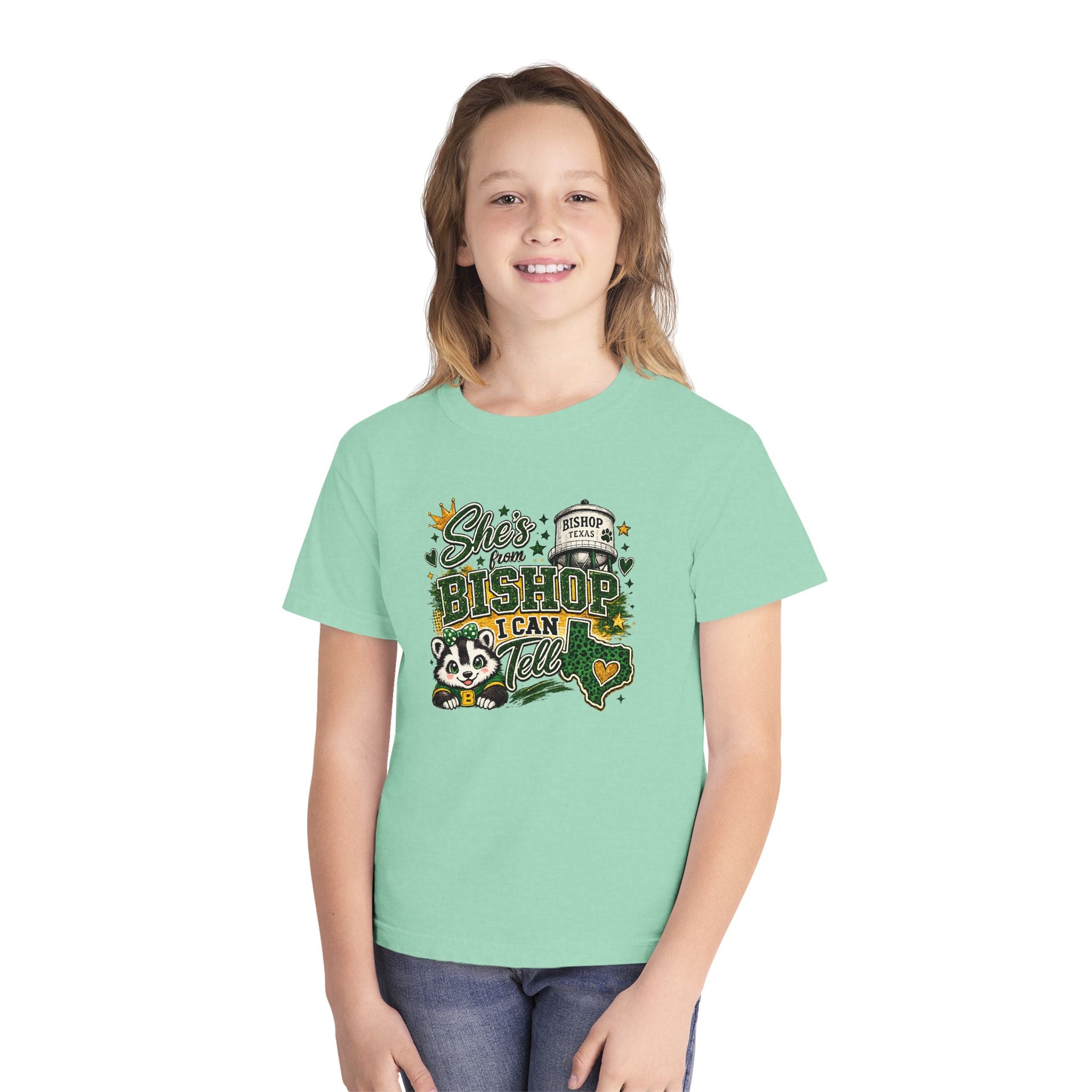 Youth Tee – 'She's From Bishop I Can Tell' Cute California Panda Graphic Shirt