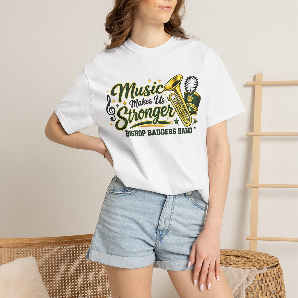 Music Makes Us Stronger T-Shirt — Bishop Badgers Band Graphic Tee