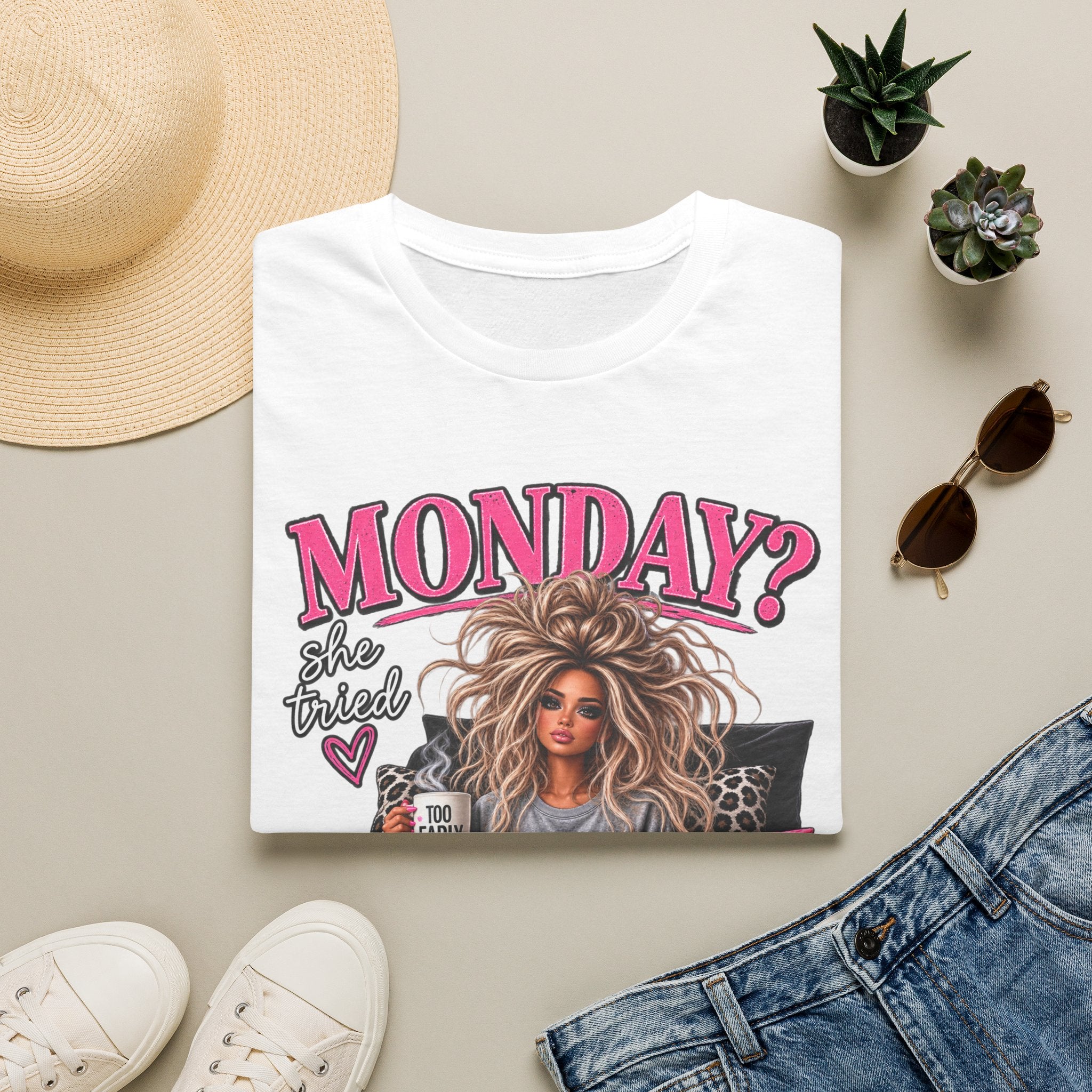 Monday? She Tried T-Shirt — Funny Cozy 'Not Ready' Graphic Tee